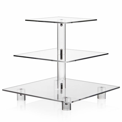 quality  3 Tier Square Design Clear Acrylic Dessert Tower Holder Display For Weddings Parties factory