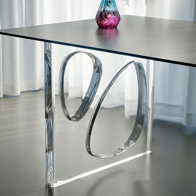 quality  Custom T Shape Clear Acrylic Furniture Legs Plexiglass Acrylic Dinning Table Leg factory