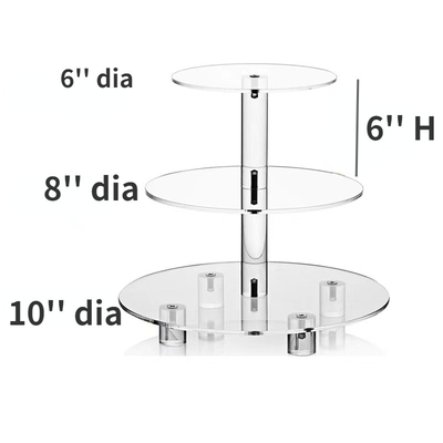 3 επίπεδα Cupcake Ακρυλικό Stand Round Lucite Cupcake Κρατητής για γάμο / γενέθλια
