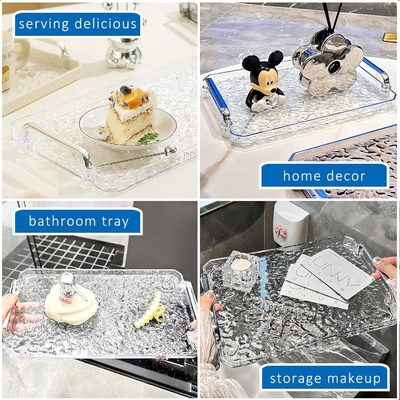 Estilo de piedra clara acabado Acrílico bandeja de plexiglás bandeja de servicio estilo moderno