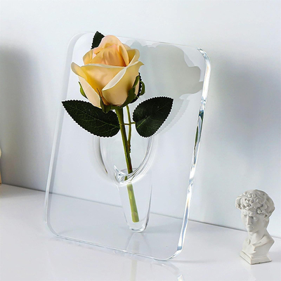 Caja de flores de acrílico de 15 x 20 cm, con soportes de flores de acrílico transparente de 8 mm de grosor.