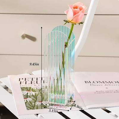 Vaso acrílico de color arco iris de forma U para decoración del hogar o mesa de bodas