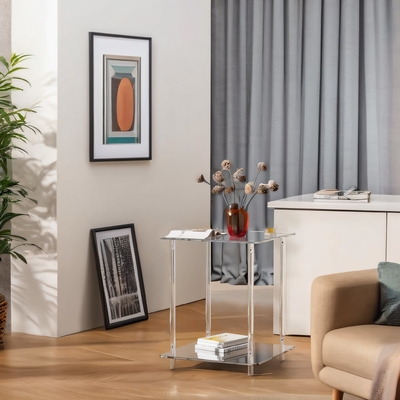 Muebles de Lucite mesa de noche acrílica mesa de noche para apartamentos o rincones acogedores