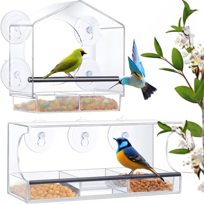 JYD Taza de succión transparente Alimentación de aves acrílica Ventana exterior Avicultura