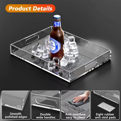 OEM ODM Plato de servicio acrílico transparente con mangos Diseño de apilamiento personalizado