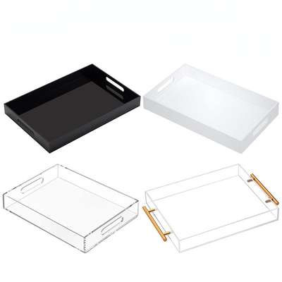 OEM ODM Plato de servicio acrílico transparente con mangos Diseño de apilamiento personalizado