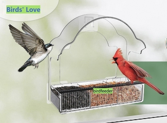 JYD Transparente Acrílico Alimentador de Aves Comer Alimento Tamaño Personalizado Para Ventana