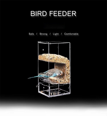 Cupa de succión acrílica clara alimentador de aves resistente a la intemperie en interiores y exteriores