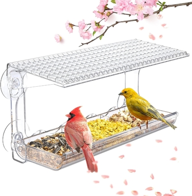 JYD Plexiglás para aves, ventana interior y exterior montada con vaso de succión