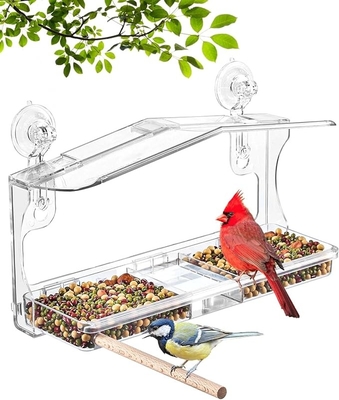 Copas de succión fuerte ventana de plexiglás alimentador de aves transparente acrílico casita de pájaros