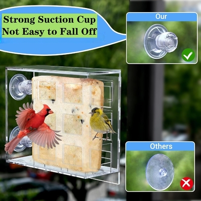 Ventana Acrílico Alimentador de pájaros colgante montaje transparente de plexiglás Casa de pájaros OEM