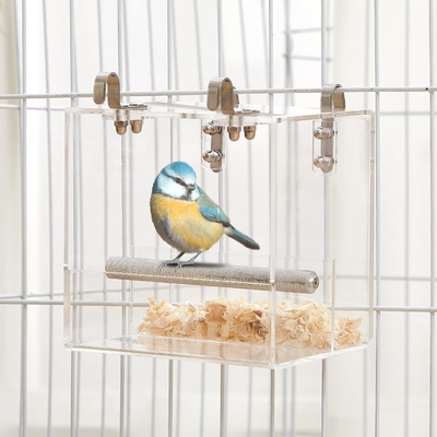 Comedor de aves de acrílico transparente con dispensador automático de semillas fácil de instalar