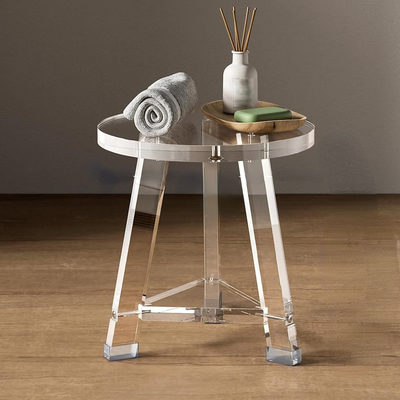 Muebles acrílicos a medida impermeables desmontables Lucita taburete de baño acrílico redondo
