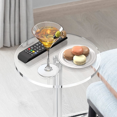 Fácil montaje Muebles acrílicos personalizados Mesa lateral transparente Mesa de café Para espacio pequeño