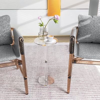 Fácil montaje Muebles acrílicos personalizados Mesa lateral transparente Mesa de café Para espacio pequeño