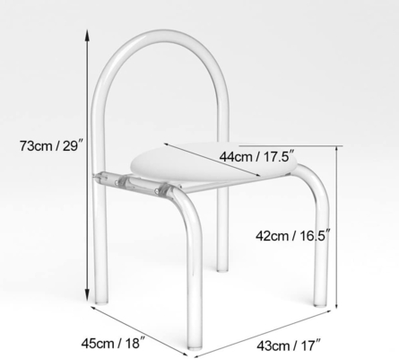 Muebles modernos de acrílico a medida silla de mesa de vestir acrílica 43X45X73cm Para el dormitorio