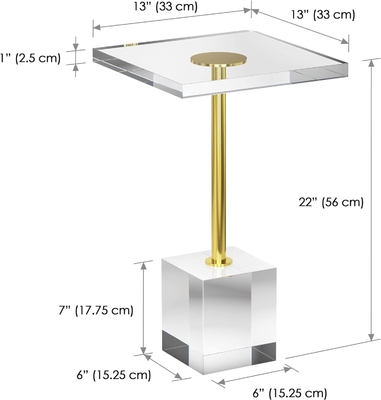 Nocaut Down Diseño Mesa de café acrílica clara Lucite Fin de la Mesa OEM ODM