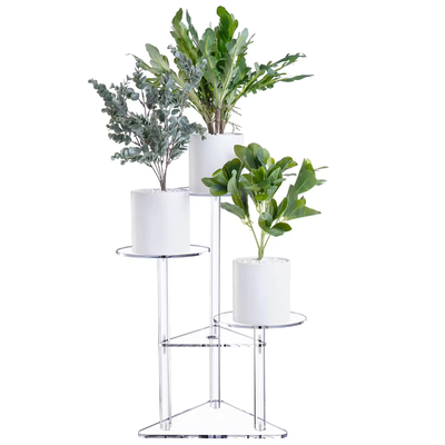 Fácil de montar Estante de plantas de acrílico de lucita, Estante de exhibición de flores de acrílico Estante de estante