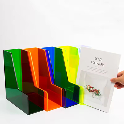 Organizador de almacenamiento de acrílico de color personalizado para escritorio para archivo de documentos