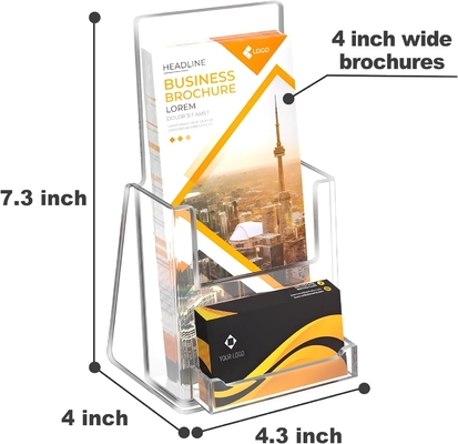 4 Zoll Acryl Display Stand Acryl Broschürenhalter mit Kartenfach