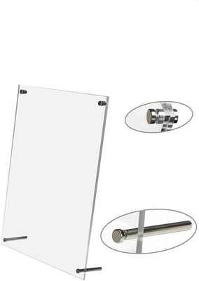 8.5' X 11' Σύγχρονο ακρυλικό φωτογραφικό πλαίσιο ελεύθερο όρθιο συναρμολογημένο με μεταλλικά πέλματα