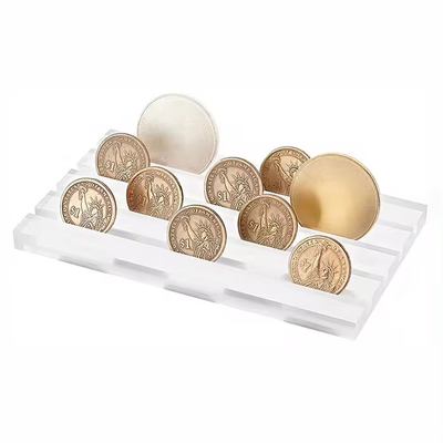 Colección de monedas transparentes Porta monedas acrílicas fundidas Exhibición de monedas acrílicas con corte de ranura