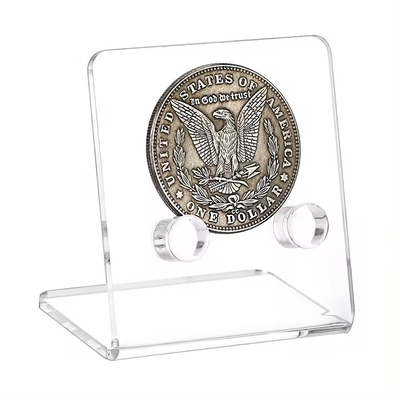 Colección de monedas transparentes Porta monedas acrílicas fundidas Exhibición de monedas acrílicas con corte de ranura