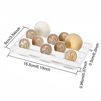 Colección de monedas transparentes Porta monedas acrílicas fundidas Exhibición de monedas acrílicas con corte de ranura