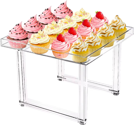 Diseño ensamblado Acrílico Stand de pasteles Buffer de mesa Riser de comida Servicio de impresión personalizada