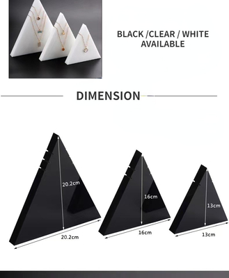 Diseño moderno triángulo collar de acrílico Display Stand Holder para joyería