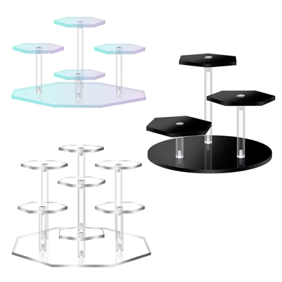 13cm διάμετρος x 9cm Έκταγωνός Ακρυλικός Εμφάνιση Ρίχτης Για Κινήματα Κούκλες Κοσμήματα Αποθήκη