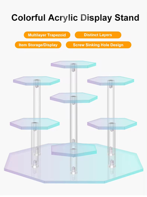 13cm διάμετρος x 9cm Έκταγωνός Ακρυλικός Εμφάνιση Ρίχτης Για Κινήματα Κούκλες Κοσμήματα Αποθήκη