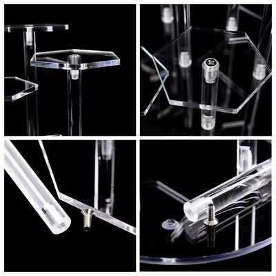 13cm διάμετρος x 9cm Έκταγωνός Ακρυλικός Εμφάνιση Ρίχτης Για Κινήματα Κούκλες Κοσμήματα Αποθήκη