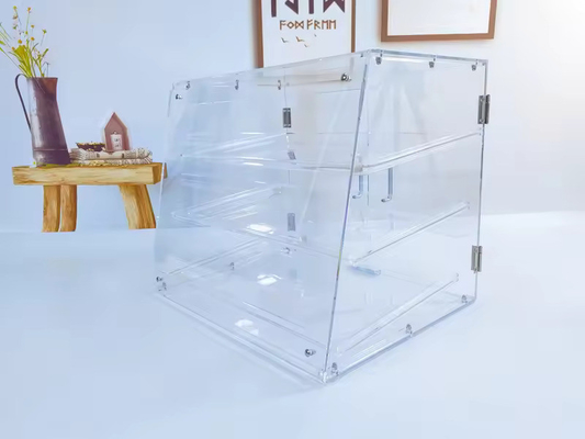 Estante de exhibición acrílica versátil Caja de exhibición de pasteles acrílicos con bandeja 54 X 44 X 42cm