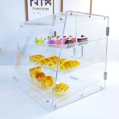 Estante de exhibición acrílica versátil Caja de exhibición de pasteles acrílicos con bandeja 54 X 44 X 42cm