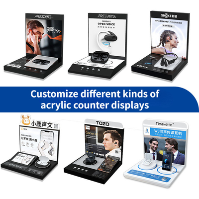 OEM Acrílico Fundido Display Rack, Acrílico Contador Display Stand Con Gráficos