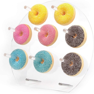 Adorable forma ovalada soporte de acrílico POS soporte de rosquillas acrílicas para tarta de postre