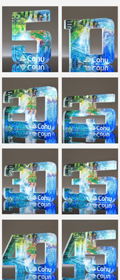 Bloque de trofeo de premio acrílico de número claro personalizado para el reconocimiento del aniversario de la compañía