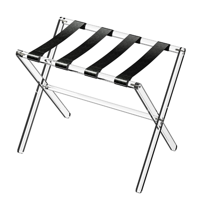 Dormitorio plegable Hotel Estante de equipaje acrílico Lucite Maleta soporte tamaño personalizado