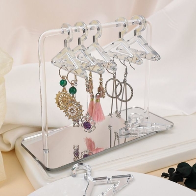 Color claro Acrílico Hanger Rack Display Stand Acrílico Hanger Rack OEM con pendiente de orejas
