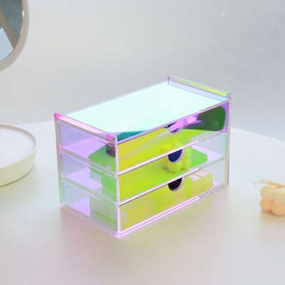Caja de almacenamiento de maquillaje acrílico multifuncional Caja de tejido de lucita con cajón y tapa