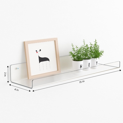 4 Pack Acrílico claro Estante flotante de libros Baño Estante de almacenamiento de acrílico Organizadores