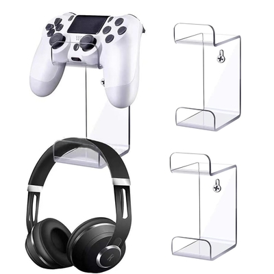 Controlador de juegos de acrílico transparente y soportes de auriculares tamaño y forma personalizados