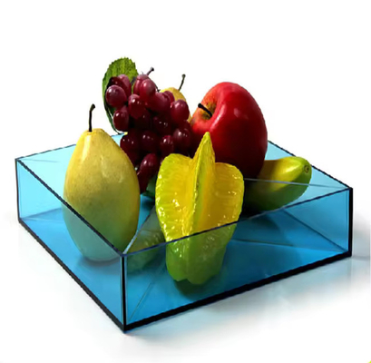 OEM bandeja de acrílico verde cuadrado bandeja de fruta de plexiglás con compartimientos extraíbles