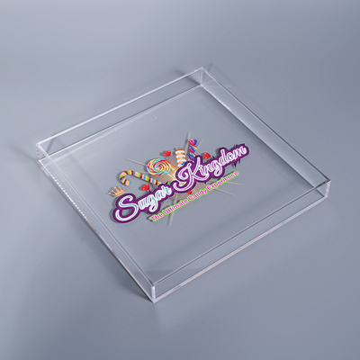 OEM bandeja de acrílico verde cuadrado bandeja de fruta de plexiglás con compartimientos extraíbles