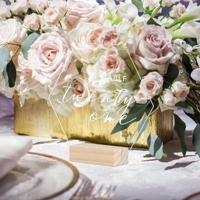 DIY Hexágono acrílico signos en blanco y soportes, Acrílico tablero de arriba signos de la decoración de la boda