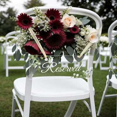 6 paquetes reservados de cartel acrílico colgante con vegetación para sillas de boda / bancos de la iglesia