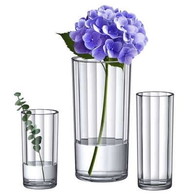 Vaso de flores acrílico cilíndrico de 3 piezas para piezas centrales de la boda Decoración del hogar