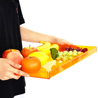 Tarjeta de servicio de acrílico naranja rectangular organizador, tarjeta de té de acrílico de plexiglás