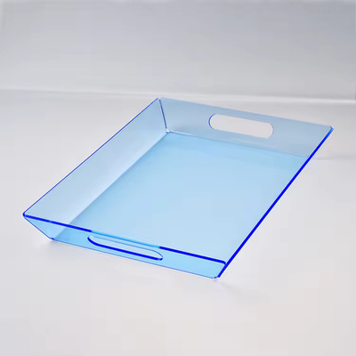 bandeja de frutas de color azul acrílico para servir bandeja de frutas de estilo moderno rectangular pulido